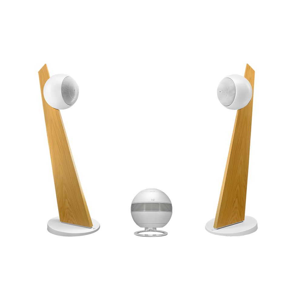 PEARL SUB + 2 BALTIC 5 ON STAND WHITE / OAK